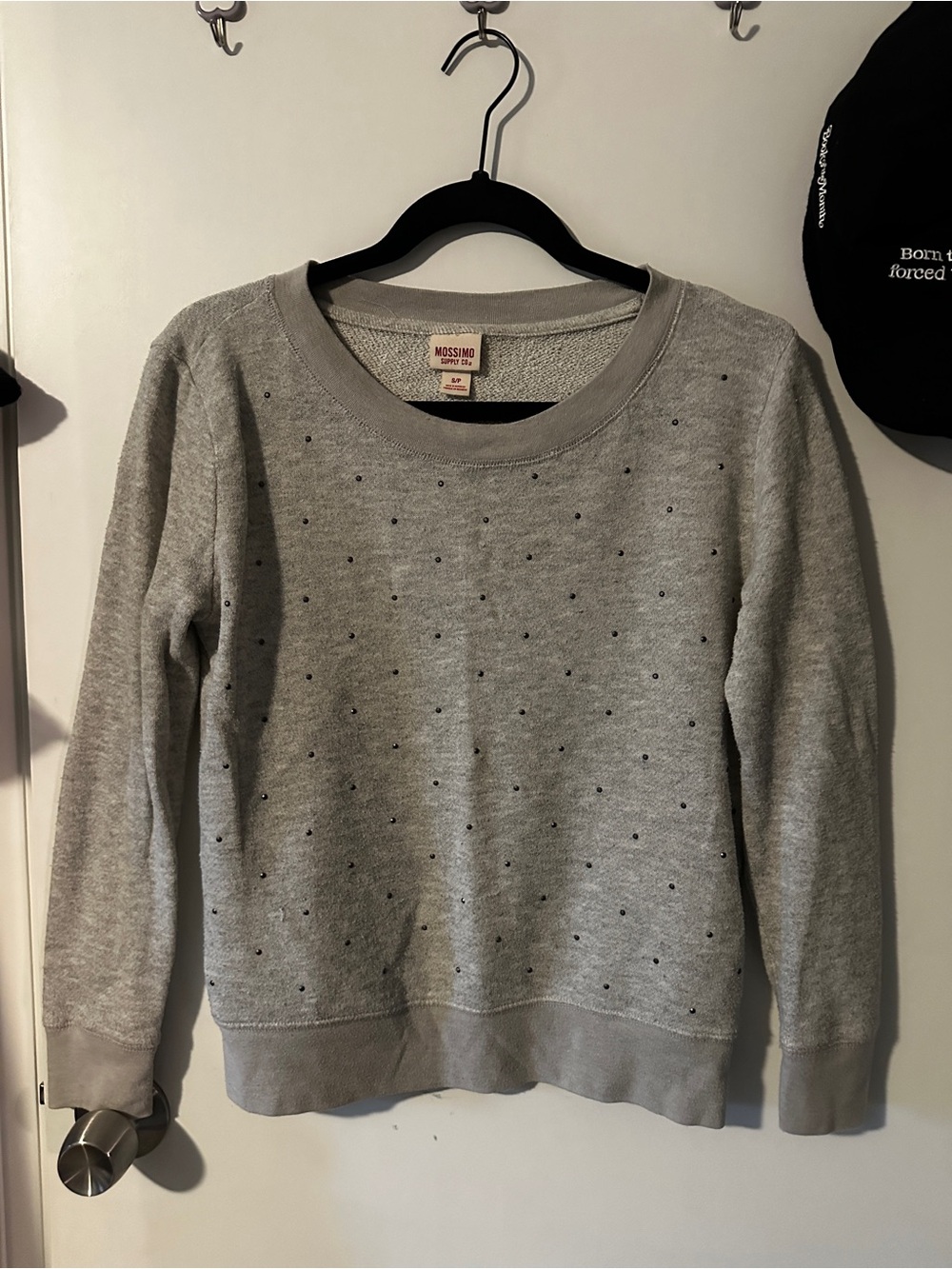 Mossimo Supply Co. Light Gray Crewneck Sweatshirt with Stud Accents